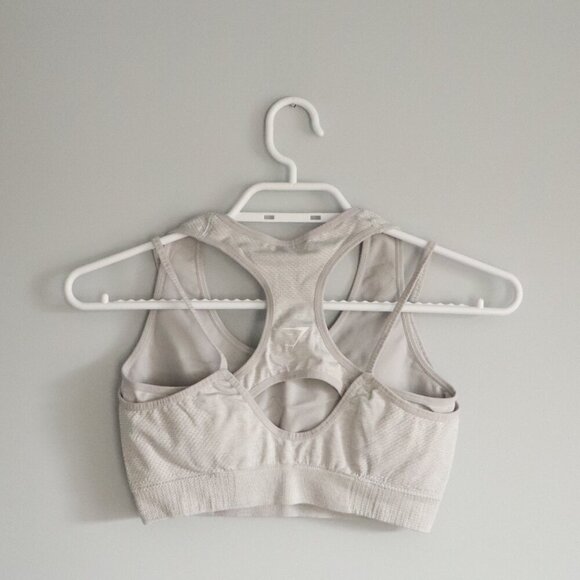 Gymshark Women's Sz M Grey Vital Rise Medium Support Keyhole Stretch Sports Bra - Picture 2 of 8